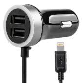 Punjač mobilnog adapter upaljača sa 2 USB ulaza i kablom za punjenje iPhone 12/24V - Amio 02057
