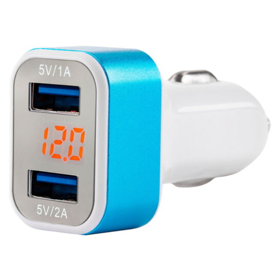 Punjač mobilnog adapter upaljača sa 2 USB ulaza i voltmetar 12/24V - Amio 01028