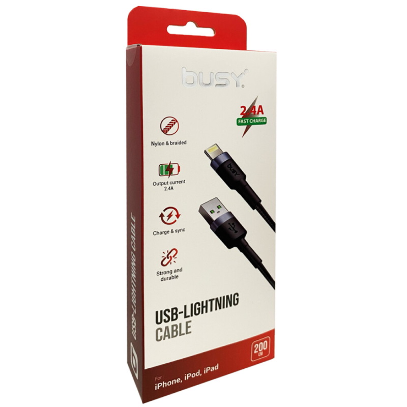 Kabel Lightning iPhone pleteni 2m sivi - Busy 50698 - Image 2