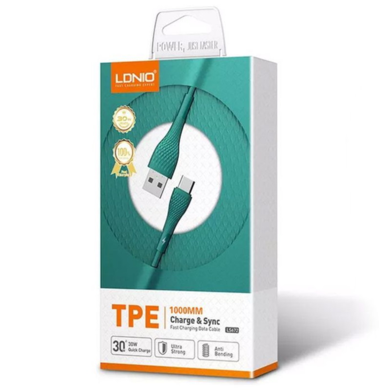 USB Tip C Kabl za telefon 30W 1m tirkizne boje - Ldnio LS671C