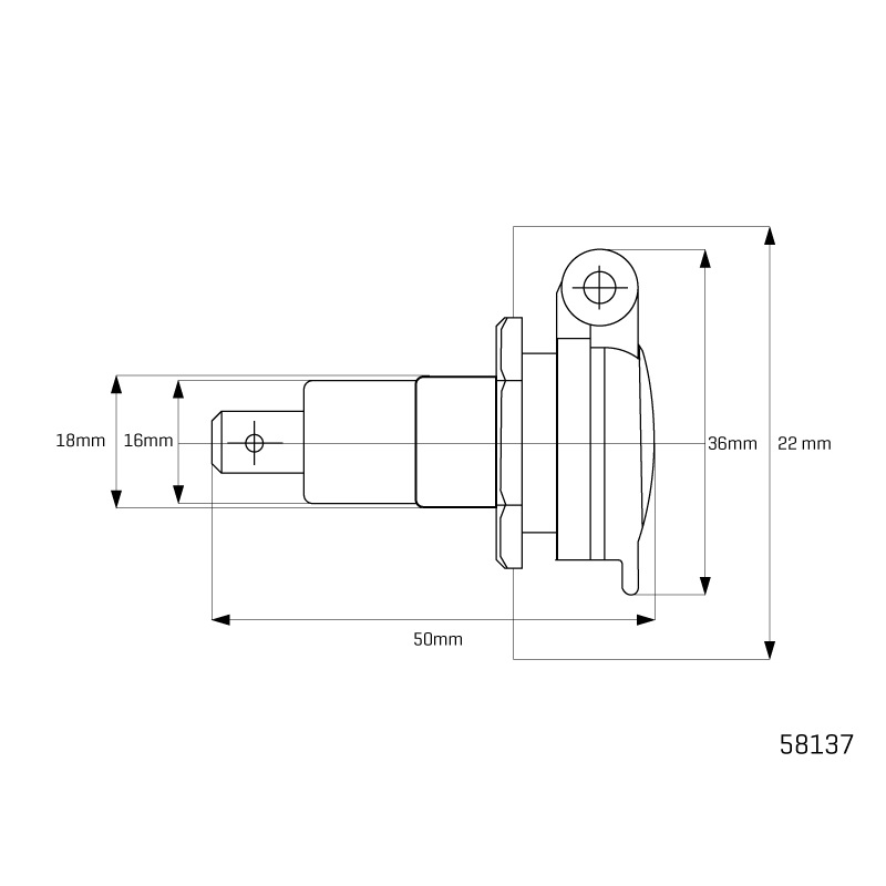 Ugradna strujna utičnica za upaljač DIN 12/24V 15A - Carmotion 58137 - Image 3