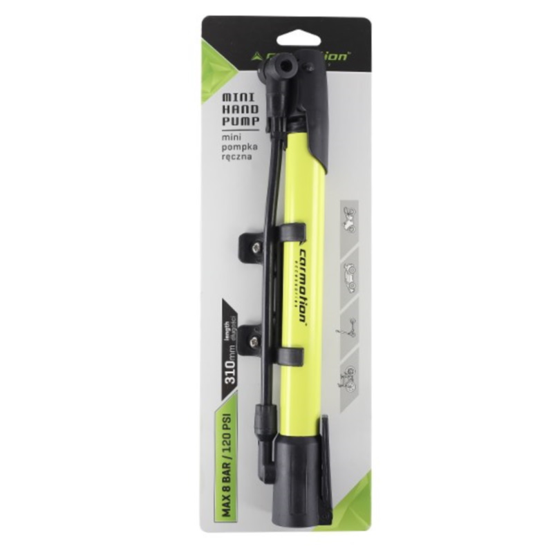 Pumpa ručna mini sa crevom i nosačem za bicikl 310mm 8 Bara - Carmotion 83509 - Image 6