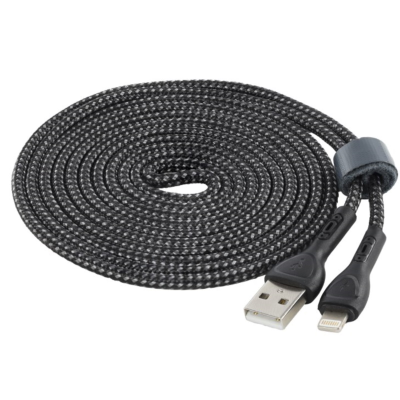 Kabel Lightning iPhone pleteni 2m sivi sa LED indikatorom - Carmotion 63037 - Image 3