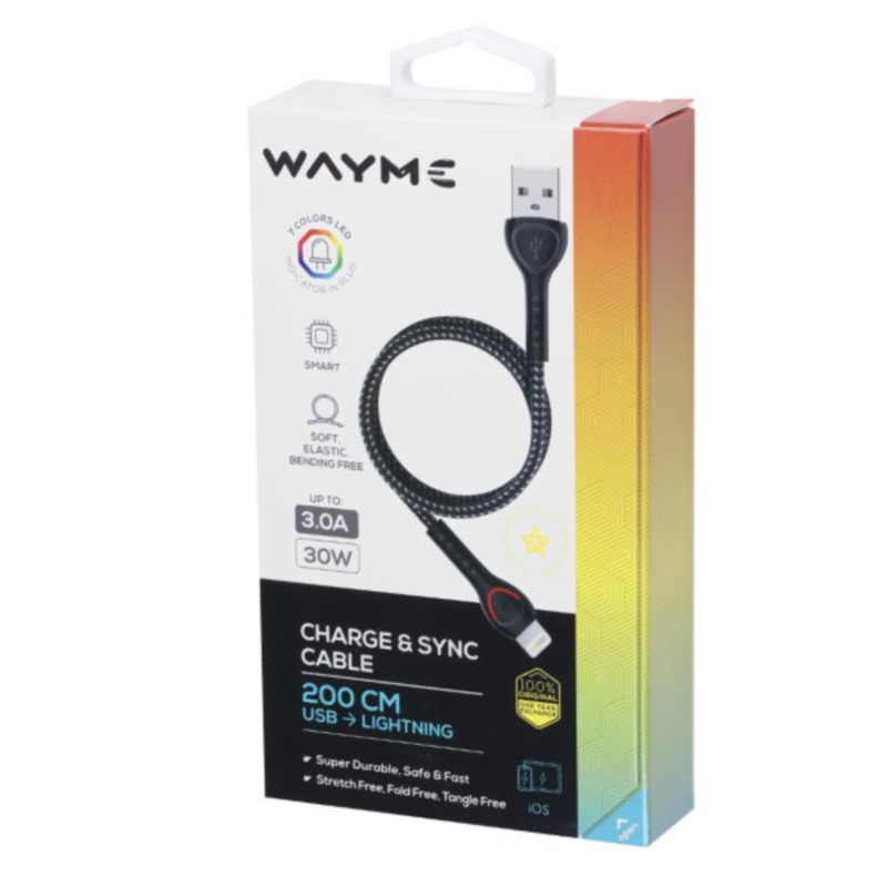 Kabel Lightning iPhone pleteni 2m sivi sa LED indikatorom - Carmotion 63037 - Image 5