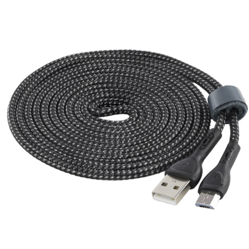 Kabel Micro USB pleteni 2m sivi sa LED indikatorom - Carmotion 63038 - Image 3