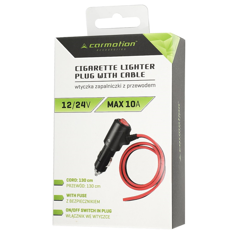 Utikač za upaljač sa prekidačem i kabelom 130cm 12/24V - Carmotion 63219 - Image 3