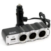Adapter upaljača sa 3 ulaza i USB-om 12/24V - Amio 01031