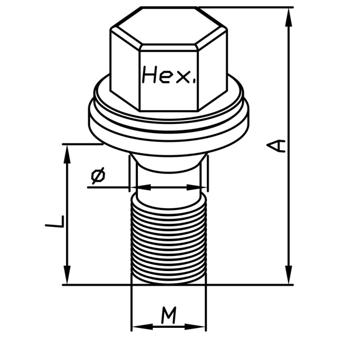Šraf točka M12x1.25 dužine 57mm Ravno naleganje sa podloškom OK 17 - Farad CP1 - Image 2