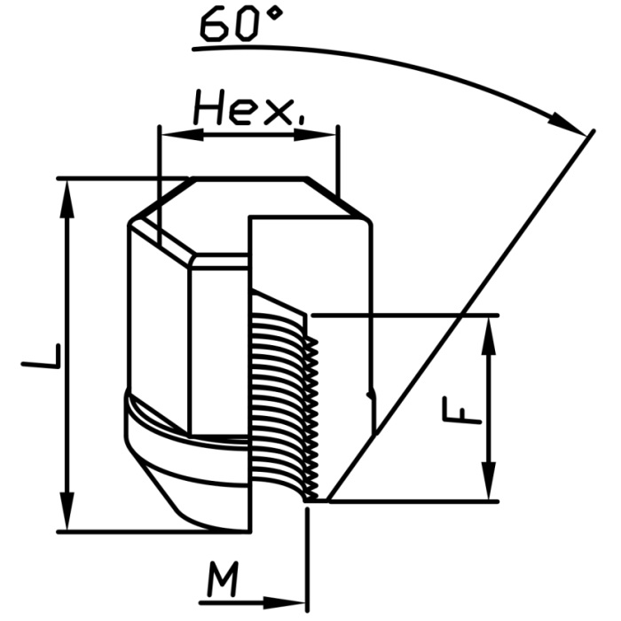 Matica za točak M12x1.5 zatvorena Konus 60 OK 21 - Farad H1D4 - Image 2