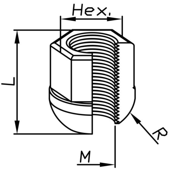 Matica za točak M12x1.5 otvrorena Radius OK 17 - Farad D23 - Image 2