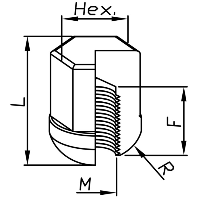 Matica za točak M12x1.5 zatvorena Radius OK 19 - Farad AC3 - Image 2