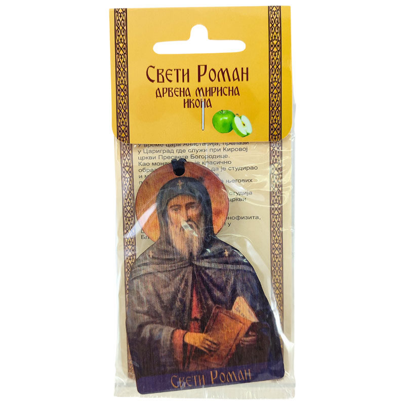 Drvena mirisna ikona - Sveti Roman (10x7) cm