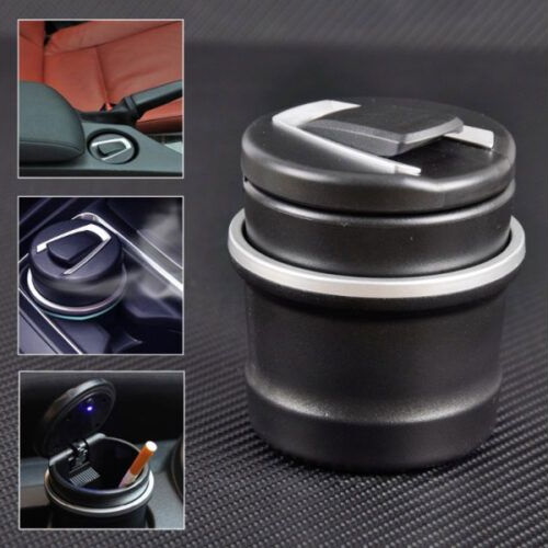 Pepeljara za auto za držač čaša sa poklopcem i LED svetlom - 23208 - Image 2