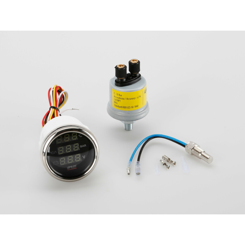 Crni digitalni sat 3u1 merač temperature vode / pritiska ulja / voltmetar (cajger) fi 52mm - Lampa 10141 - Image 2